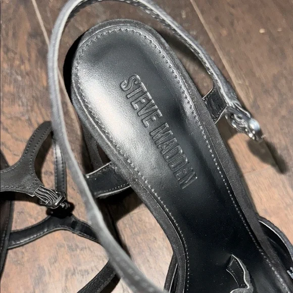 Steve Madden Black Suede Platform Slingback Sandals - Picture 2 of 4